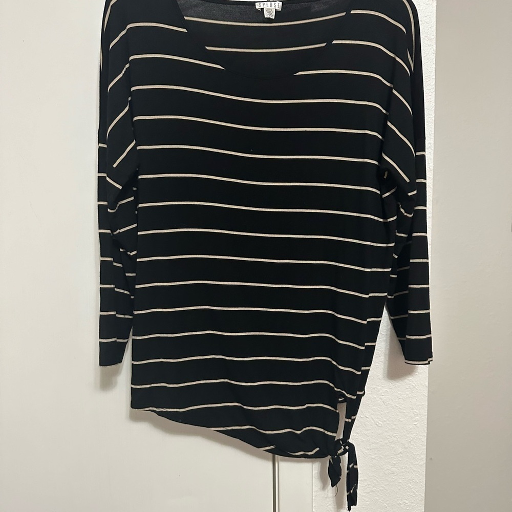 Spense lightweight striped longsleeve tie detail blouse size L